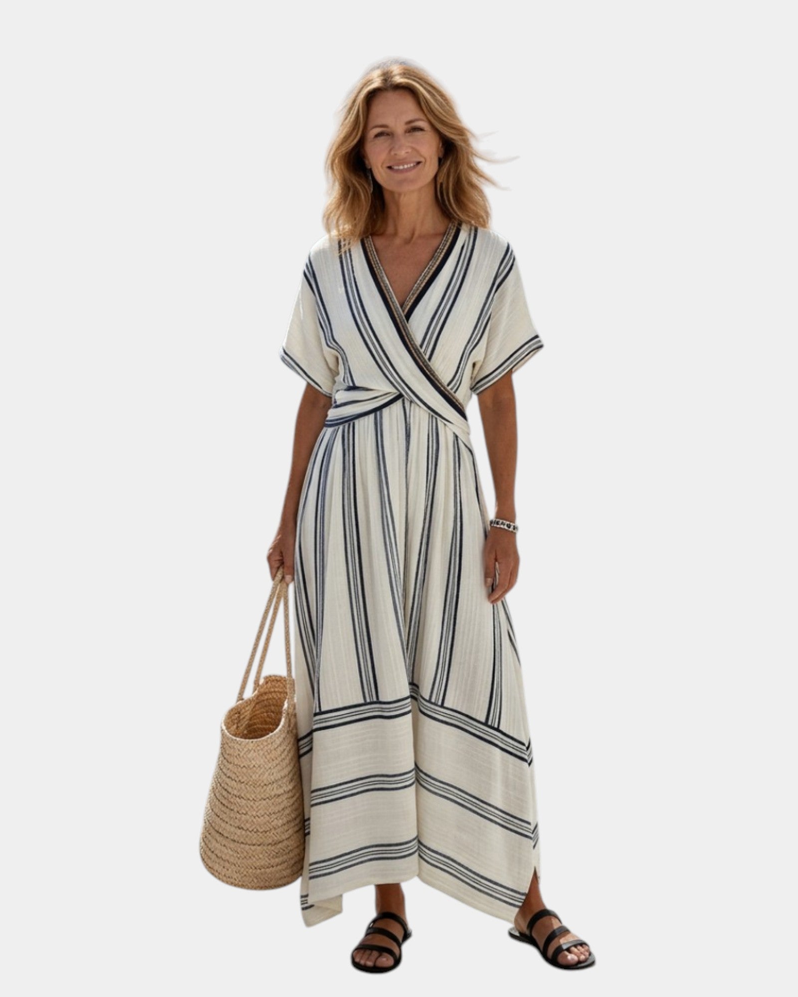 Nelya | Robe midi avec décolleté en V