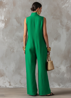 Clara - Combinaison femme minimaliste à coupe ample en mélange de lin