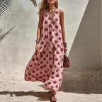 Robe Décontractée Sans Manches pour Femmes - Imprimé à Rayures et Pois