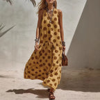Robe Décontractée Sans Manches pour Femmes - Imprimé à Rayures et Pois
