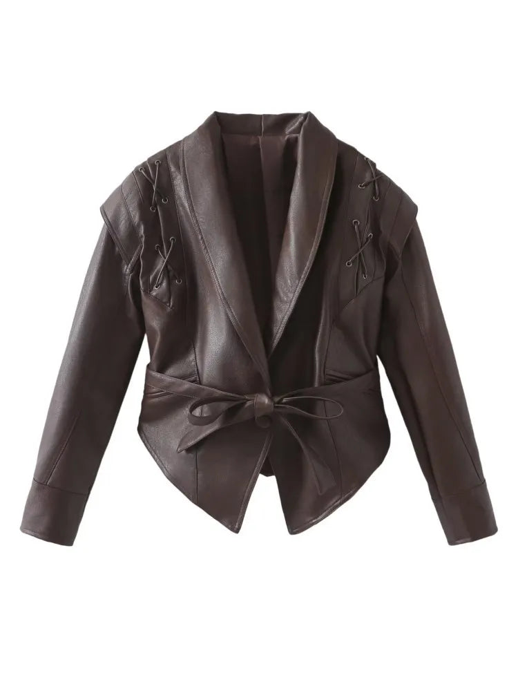 Jolysse | Manteau enveloppant en simili cuir