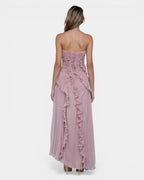 Féodora I Robe Maxi Asymétrique Lavande à Volants