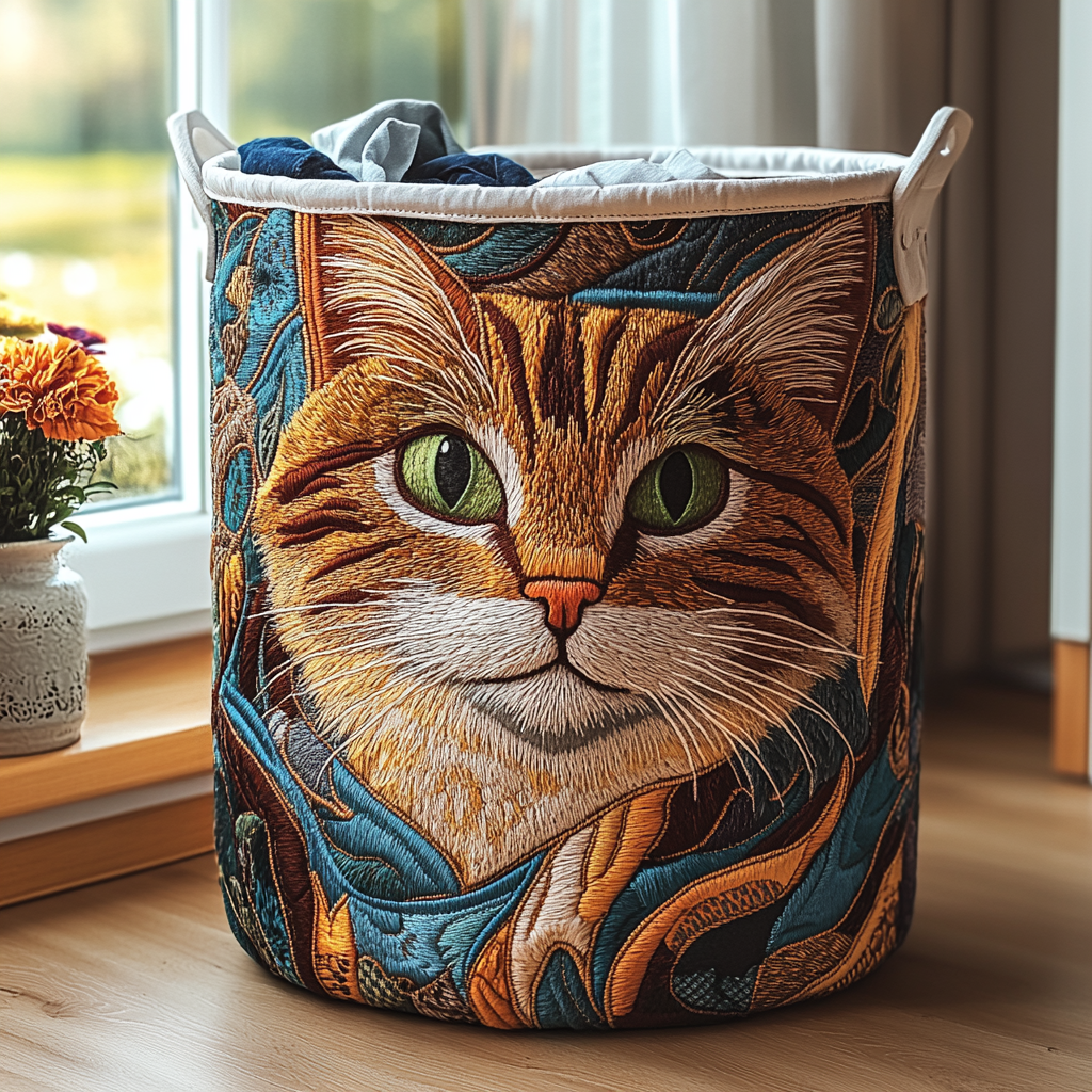 Panier à Linge Chat Ensoleillé