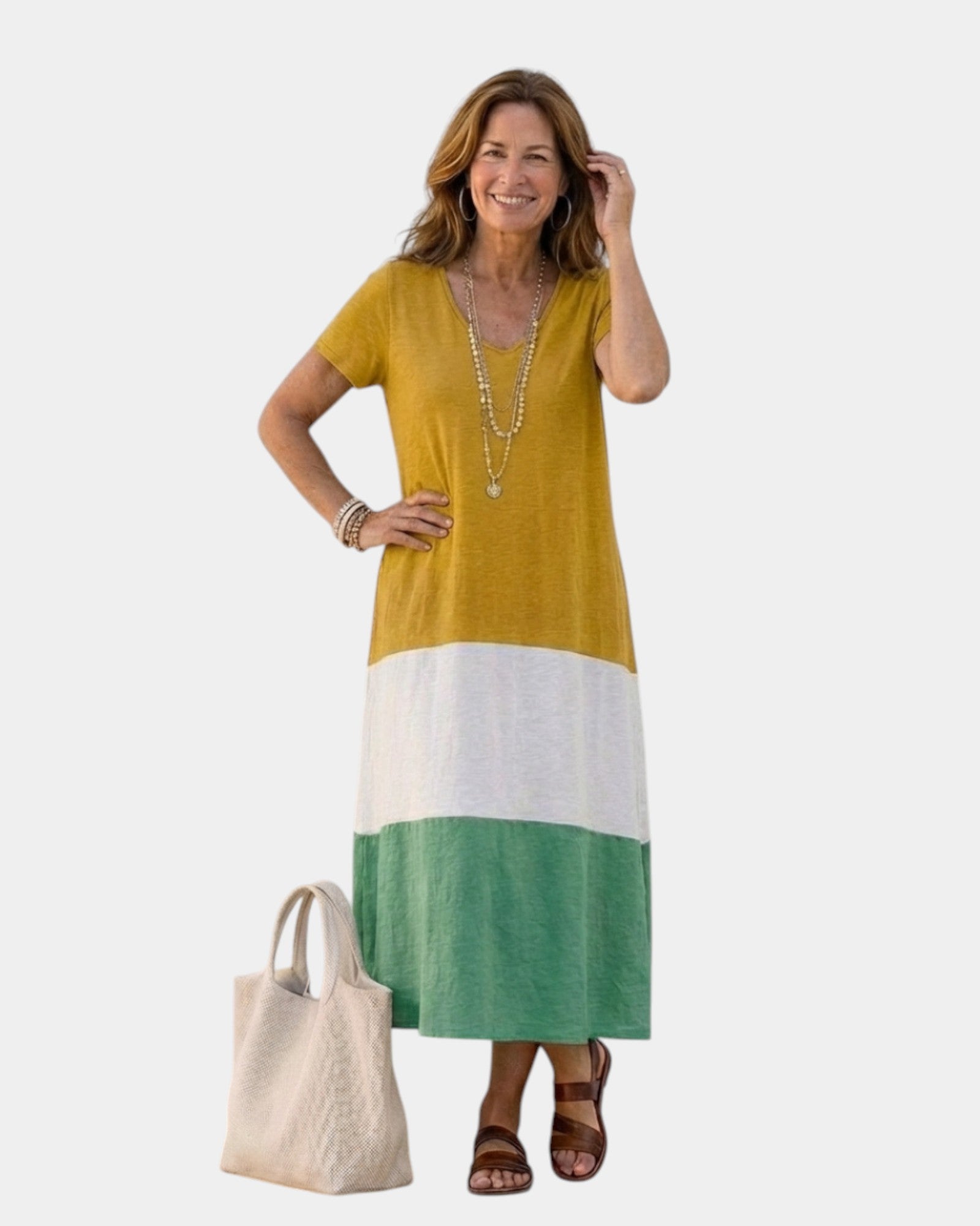 Mathéa | Robe midi blocs de couleurs
