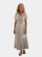 Nouha | Robe midi à décolleté en V