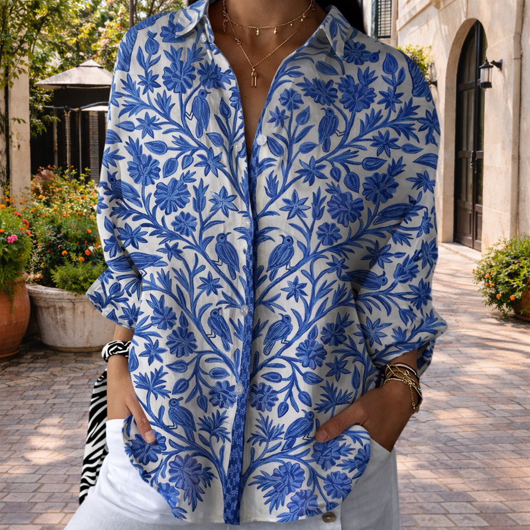 Coralie | Blouse Jardin Bleu