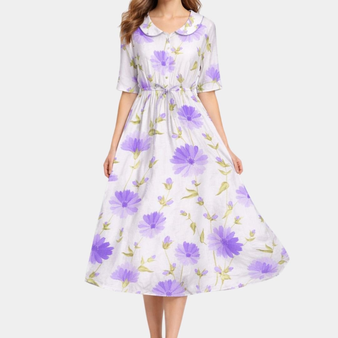 Amélie | Robe élégante à fleurs lavande