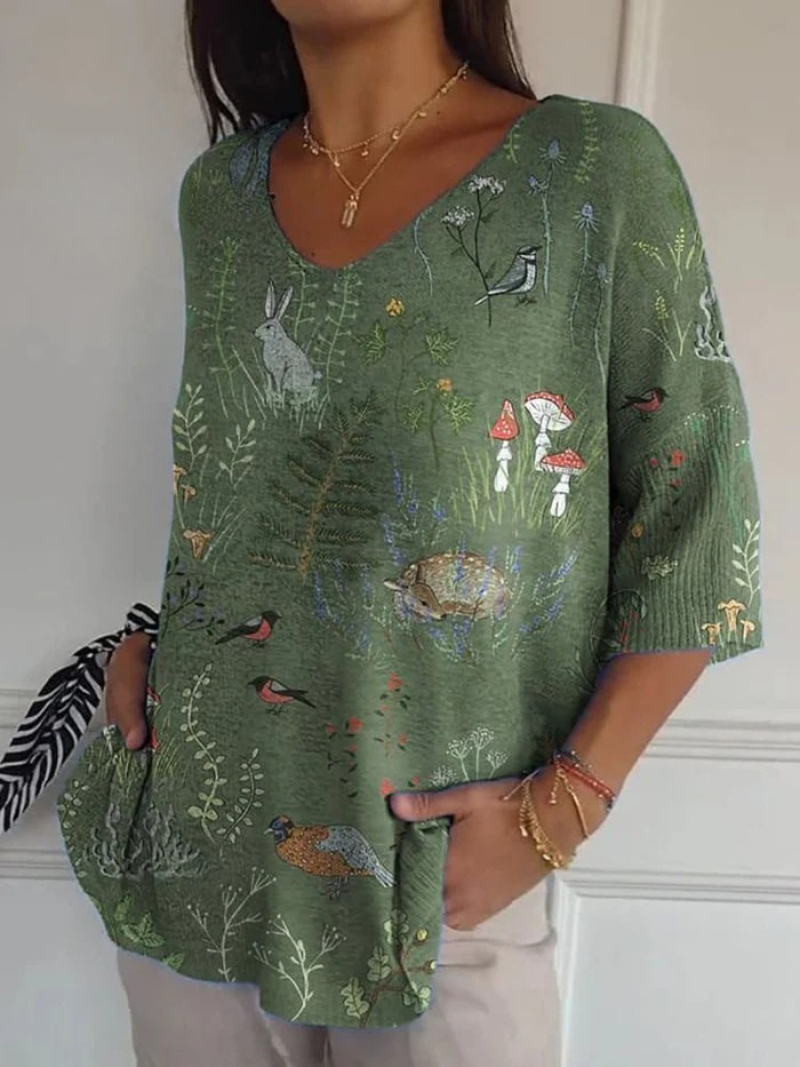 Laetitia | Pull Casual en Maille Imprimée avec Motif de Forêt et Animaux