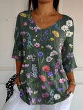 Noémie | Pull en maille décontracté avec motif botanique printanier éclatant