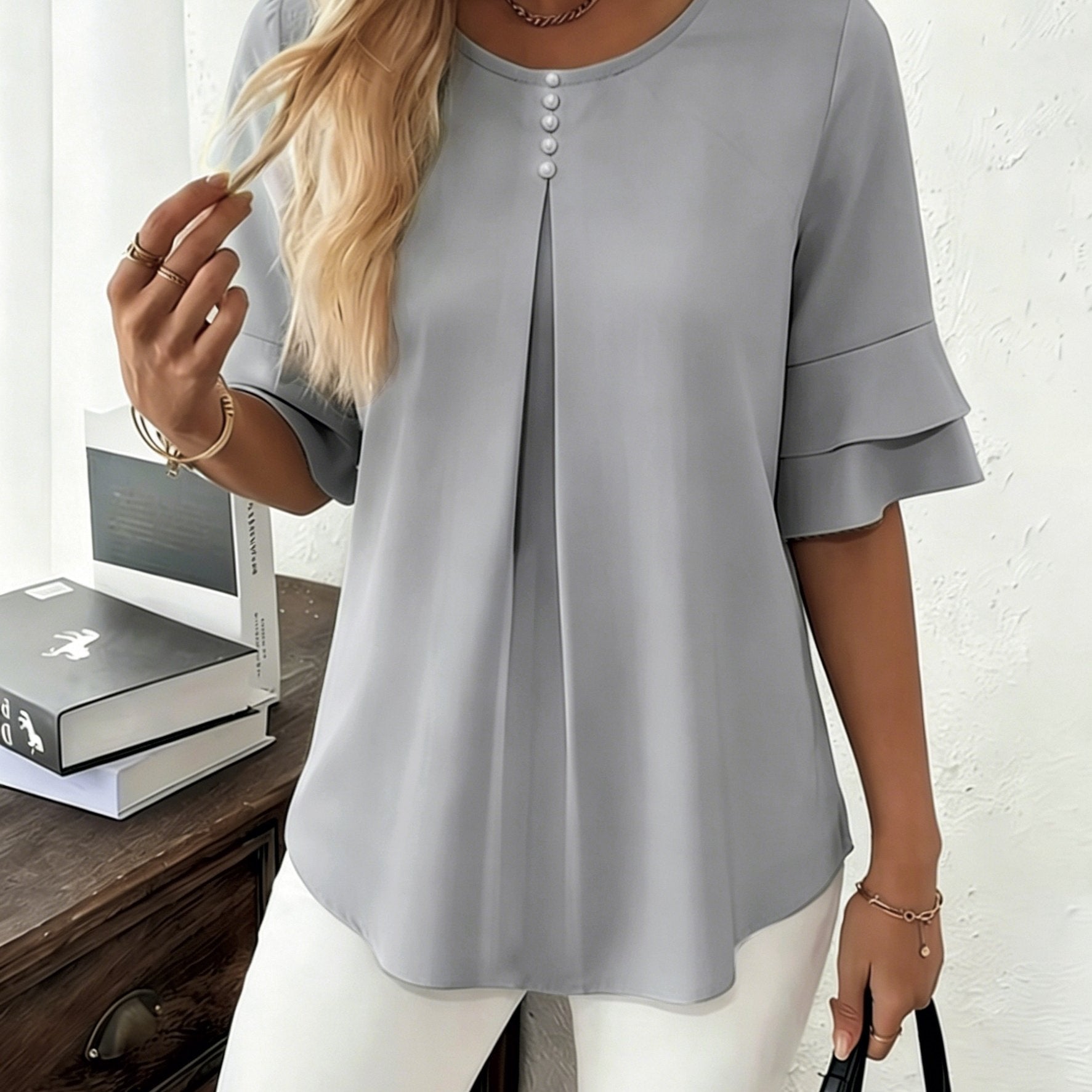 Hadelinde | Blouse élégante à boutons