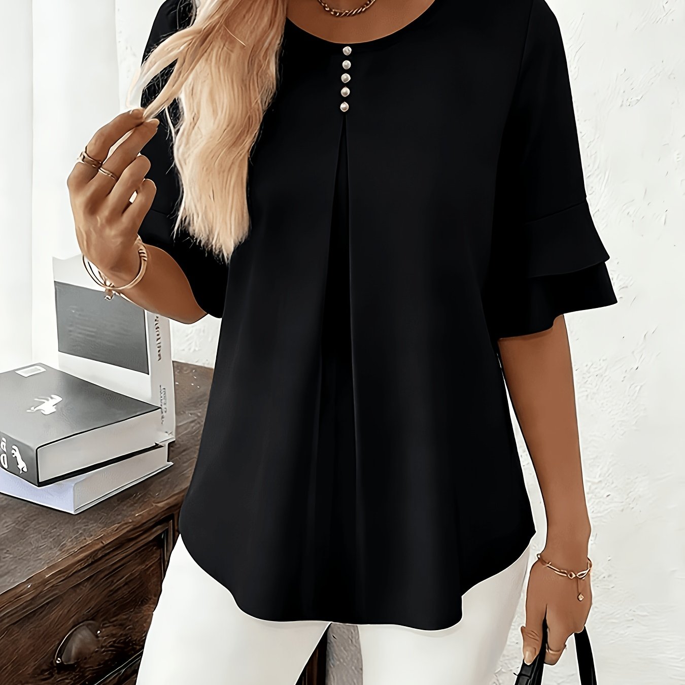 Hadelinde | Blouse élégante à boutons