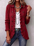 Rosalía | Veste en Tricot Rouge Rubis avec Volants