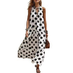 Robe Décontractée Sans Manches pour Femmes - Imprimé à Rayures et Pois