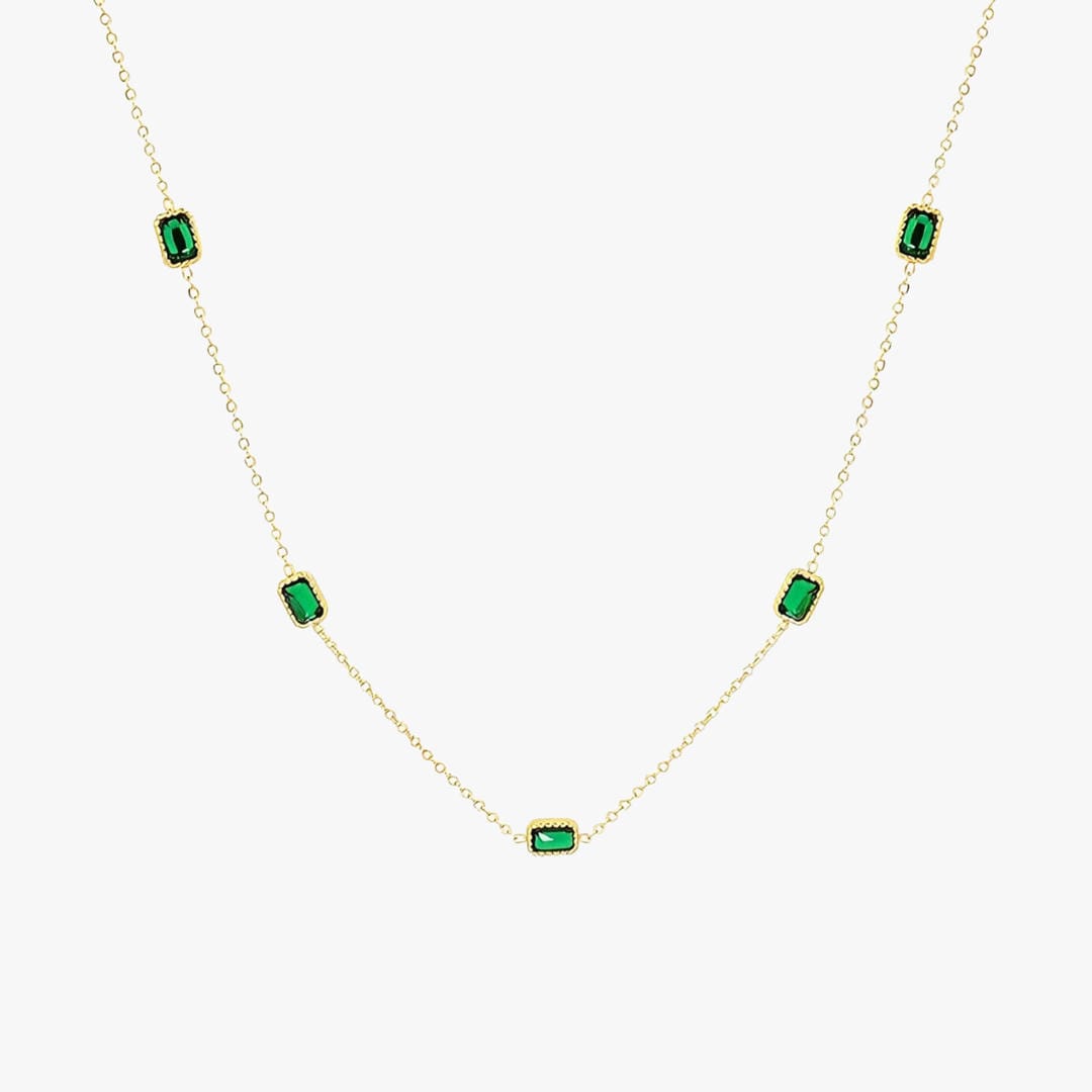 Apolline | Collier en chaîne dorée avec pierre verte