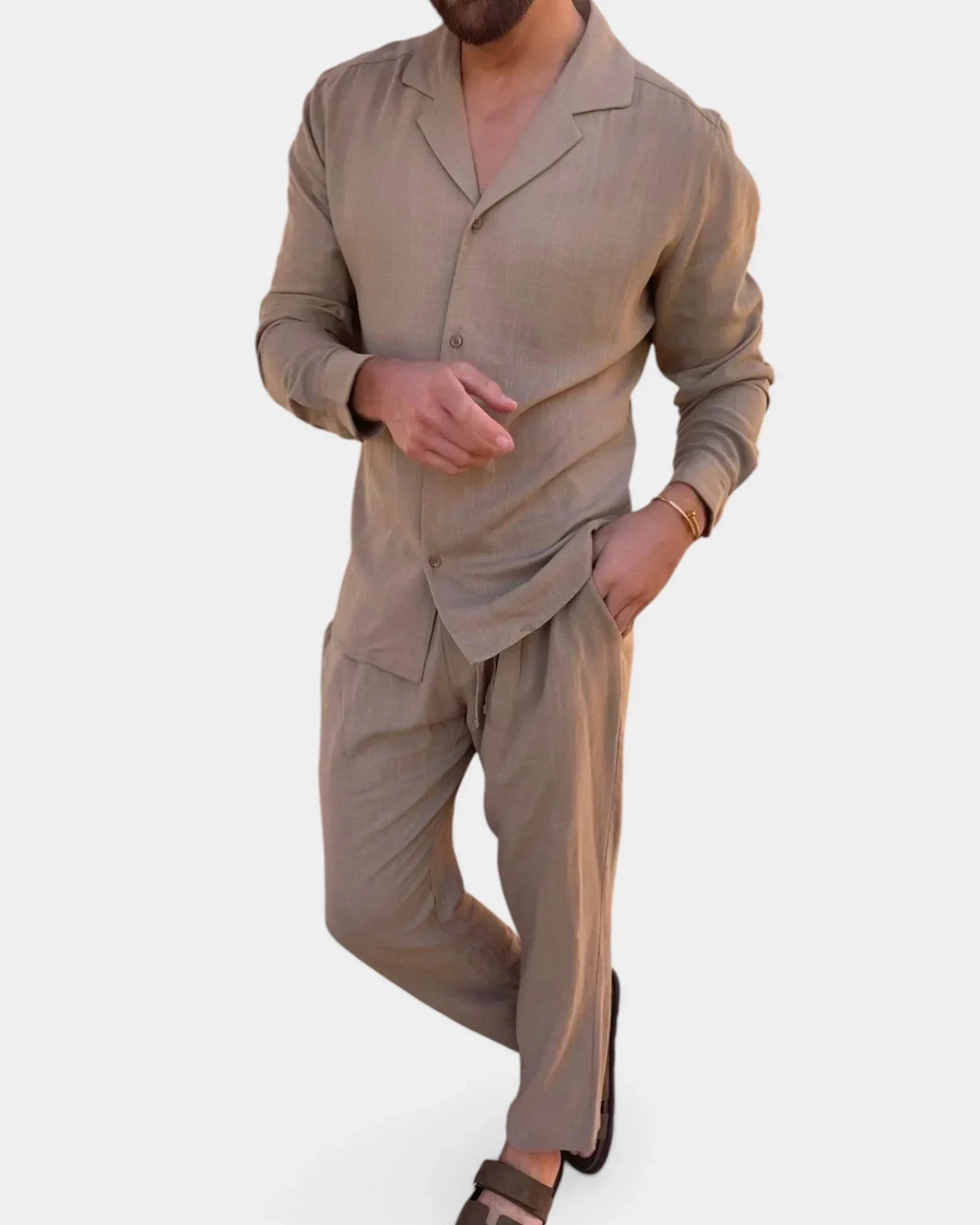 Marcel | Ensemble pantalon et chemise effet lin