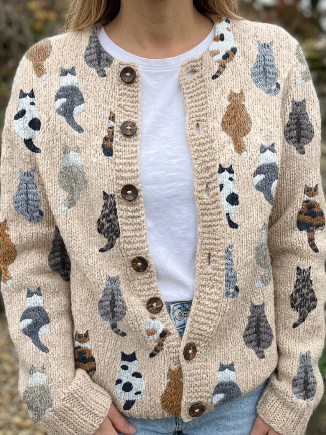 Moxley | Cardigan en maille à motif félin