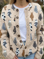 Moxley | Cardigan en maille à motif félin