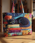 Sac Artisanal “Chat Noir avec Livres et Tasses”