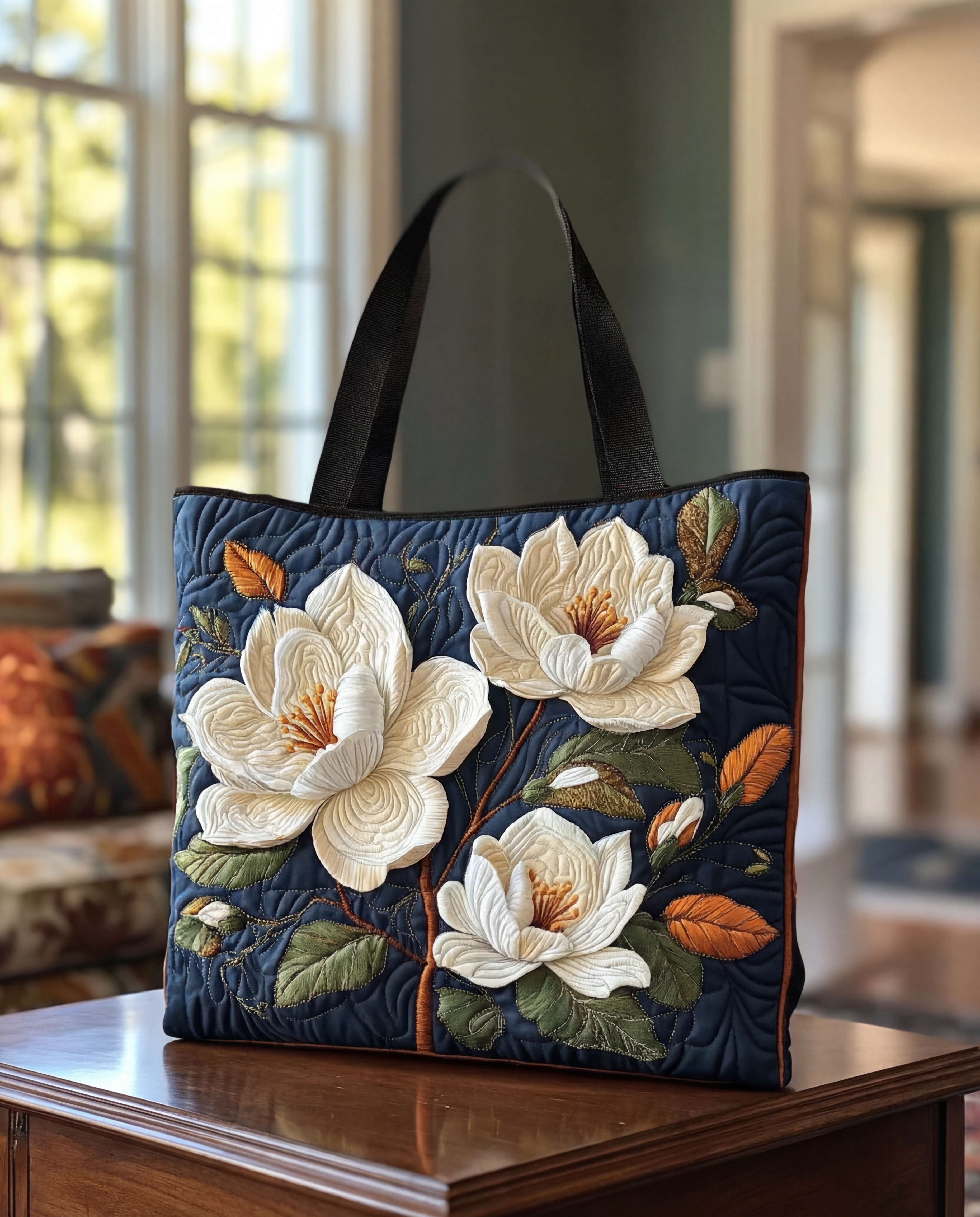 Sac à main artisanal matelassé "Magnolia Délicate"
