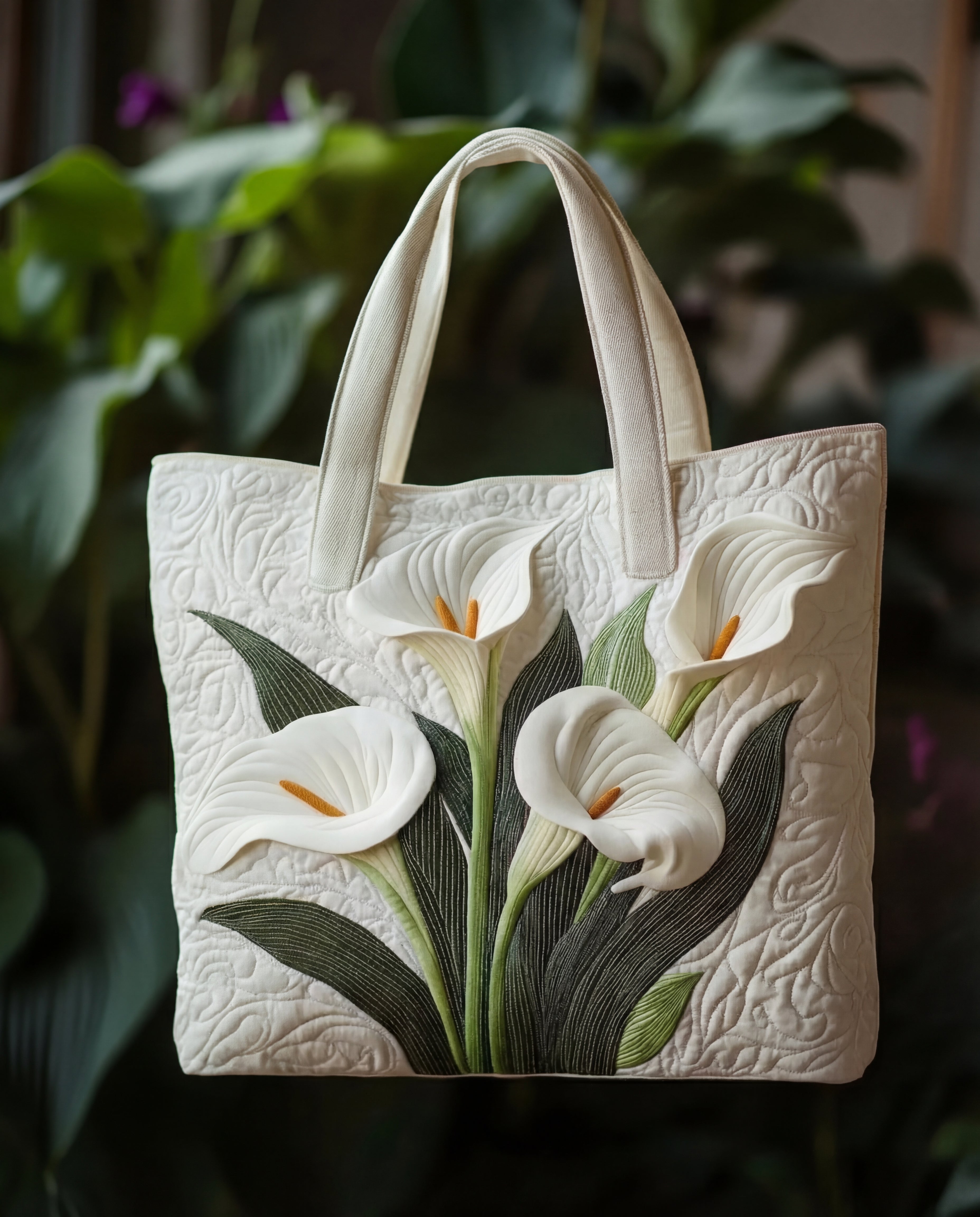 Sac à main artisanal matelassé "Concha Blanca"
