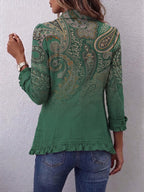Jacinta | Veste en Cachemire Verte avec Volants