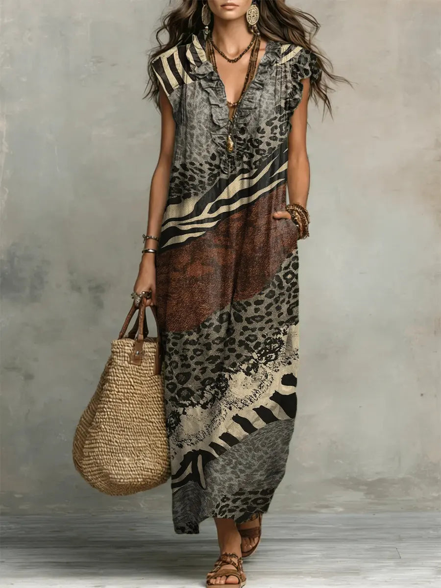 Zola | Robe Maxi à Imprimés Mixtes