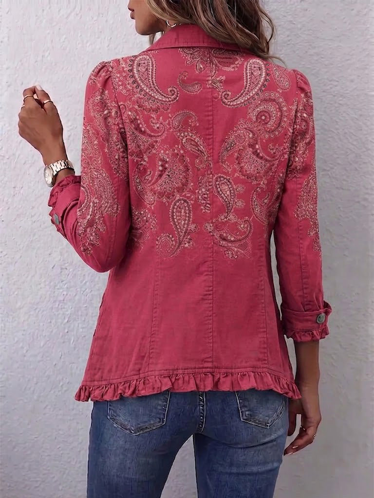 Adoration | Veste en Cachemire Rose avec Volants