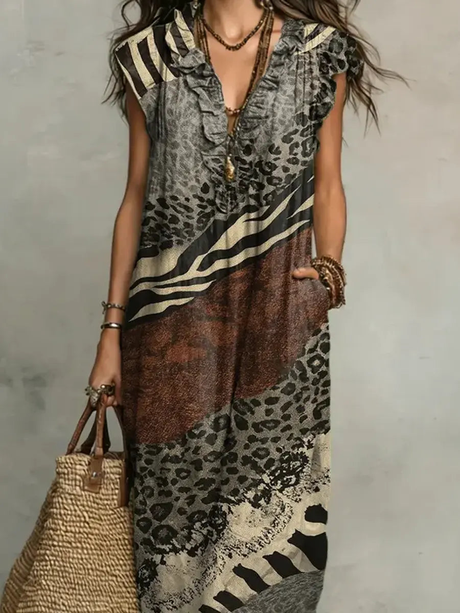 Zola | Robe Maxi à Imprimés Mixtes