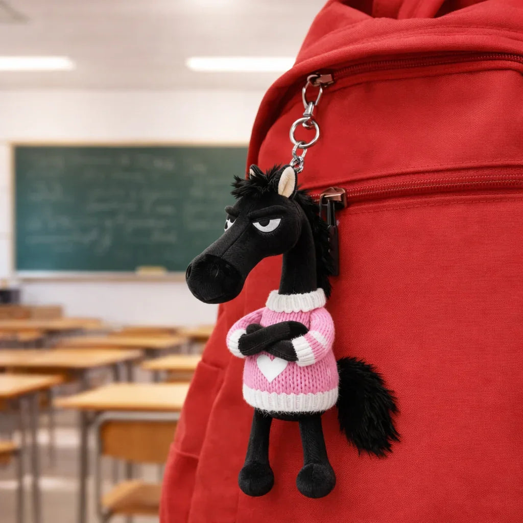 Cheval noir – Marionnette à main douce faite à la main