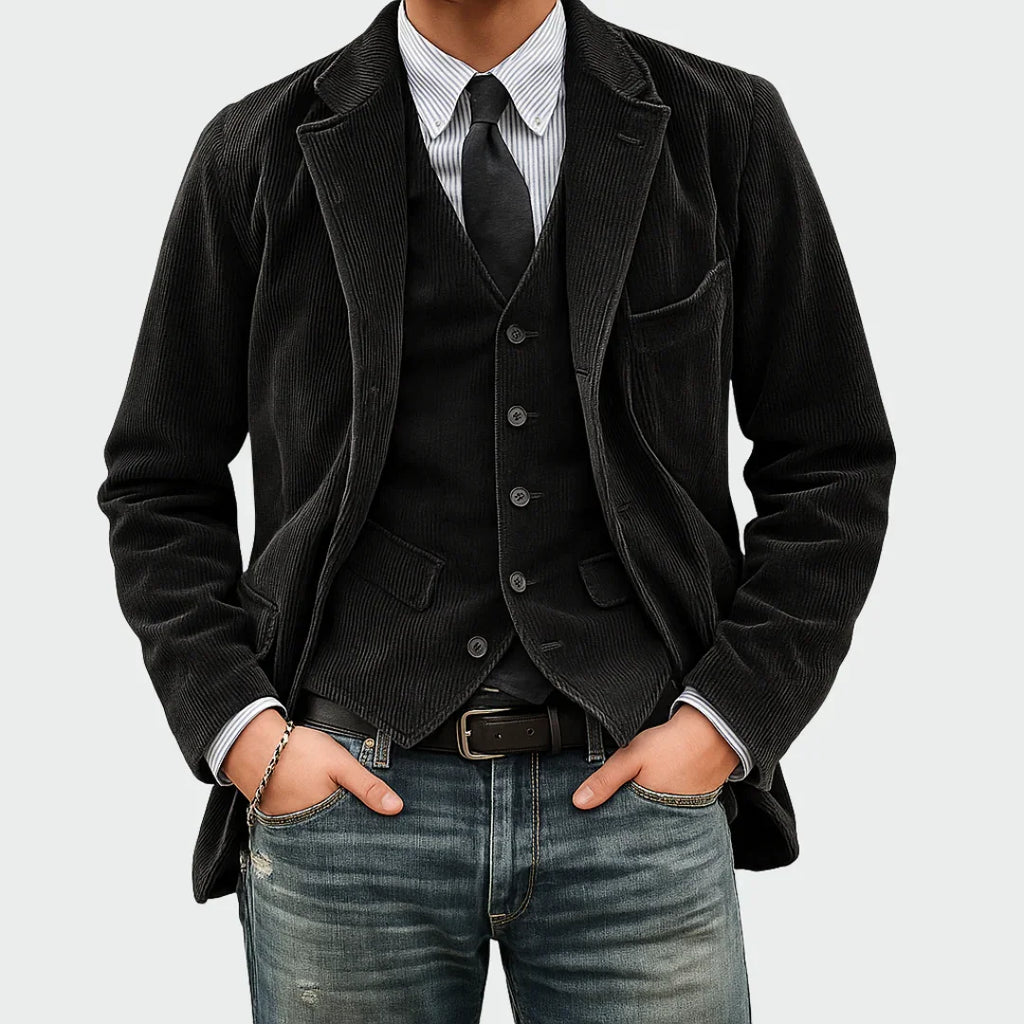 Tom - Ensemble complet de 2 pièces : Blazer et Gilet en Velours