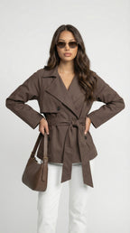 Lysianne | Manteau trench marron à double boutonnage