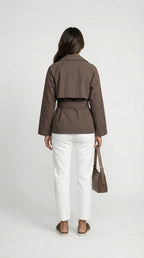 Lysianne | Manteau trench marron à double boutonnage