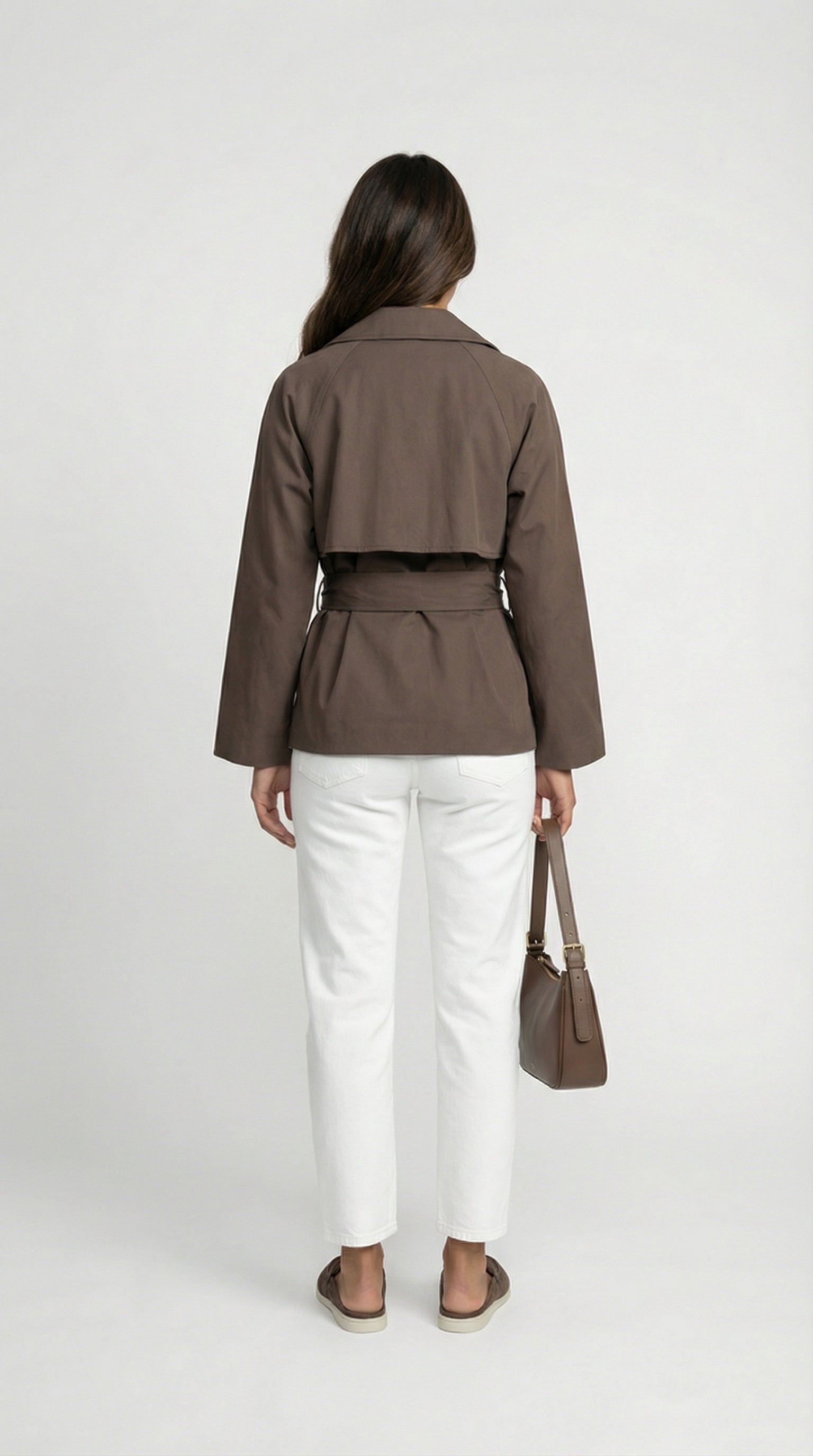 Lysianne | Manteau trench marron à double boutonnage